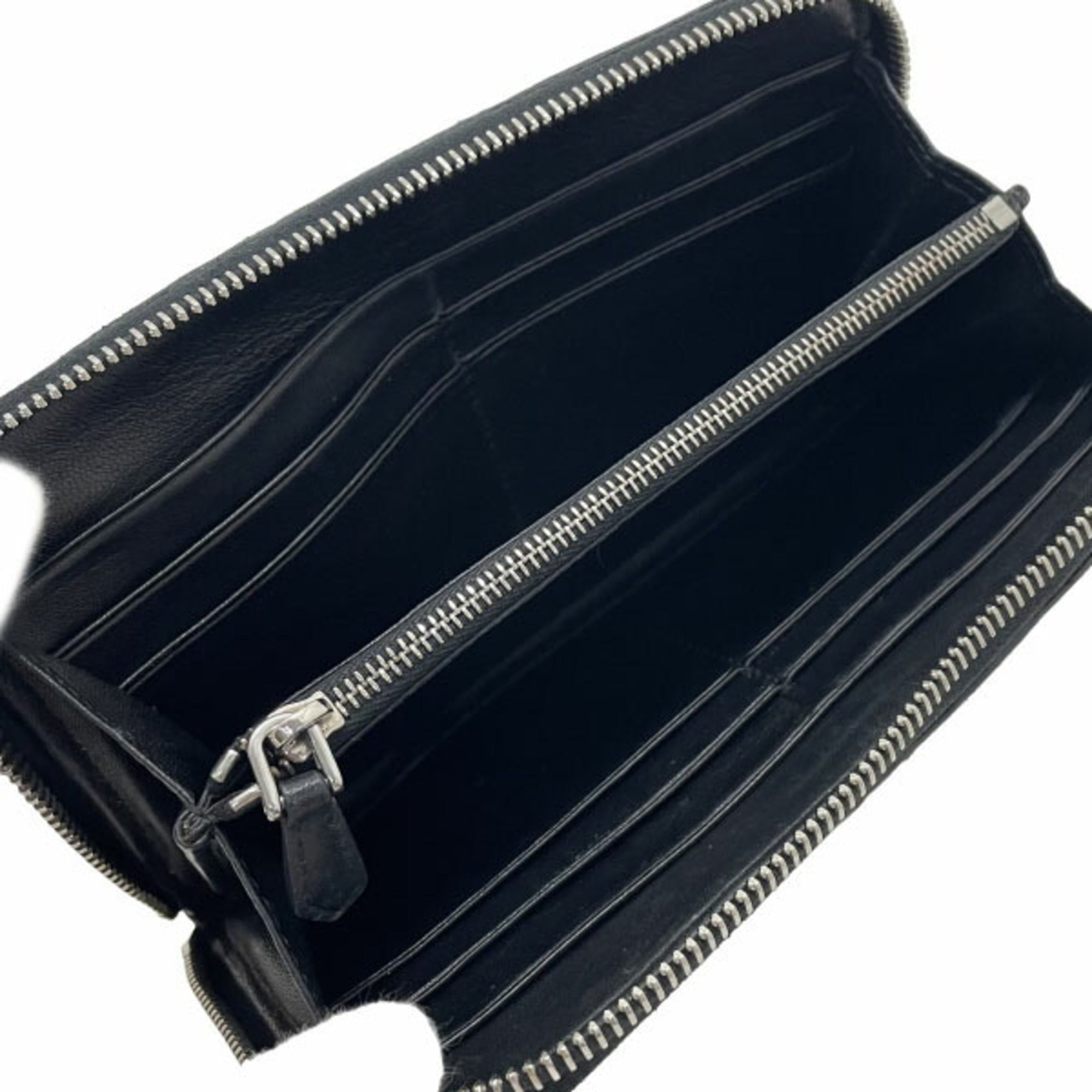 Prada Black Gray Nylon Leather Long Wallet (Bi-Fold)