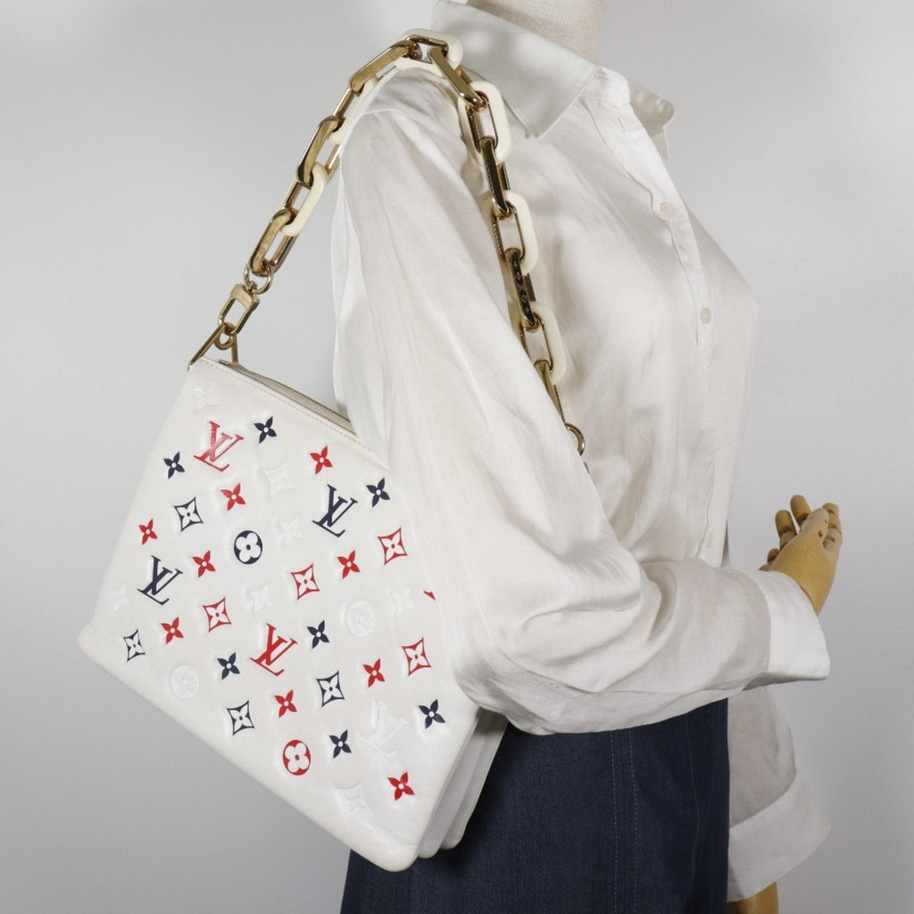 Louis Vuitton Navy Red Color White Leather Shoulder Bag