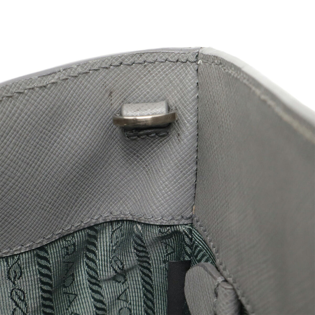 Prada Black Gray Leather Handbag Shoulder Bag