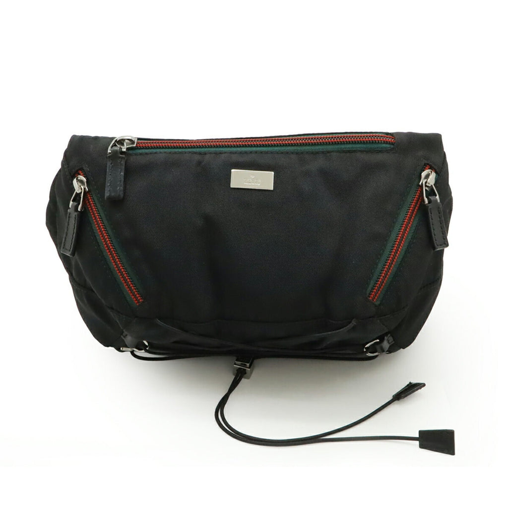 Gucci Black Nylon Canvas Leather Pouch Sling Bag (Pre-Owned)