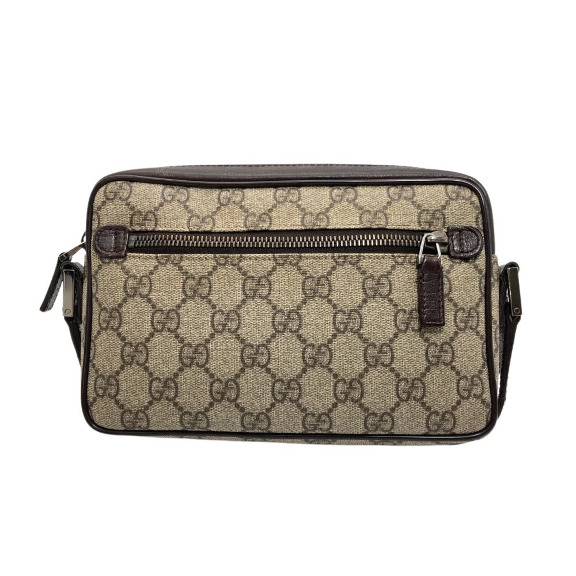 Gucci Beige Brown Gg Supreme Canvas Shoulder Bag (Pre-Owned)
