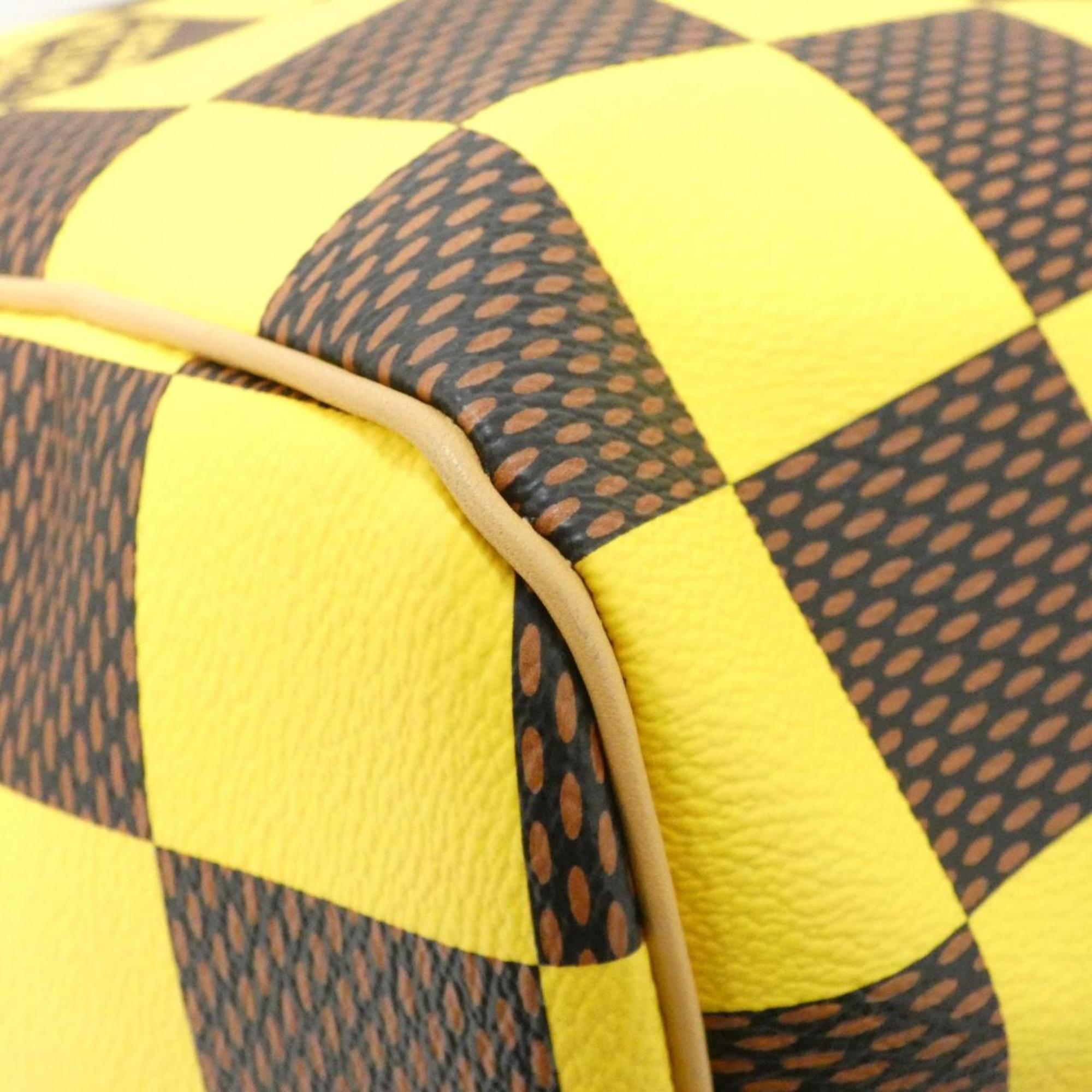 Louis Vuitton Ebene Yellow Coated Canvas Boston Bag