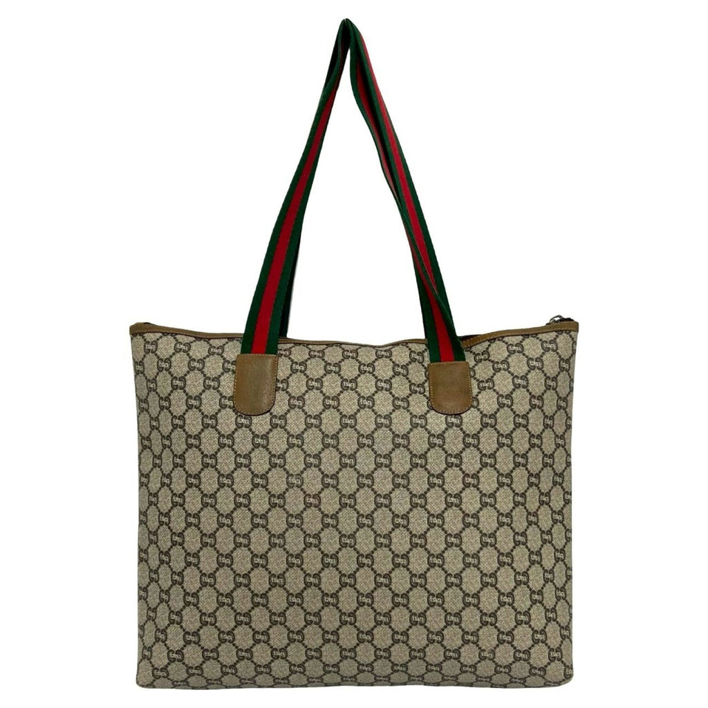 Gucci Brown Green Red Color Pvc Leather Shoulder Bag Tote Bag (Pre-Owned)