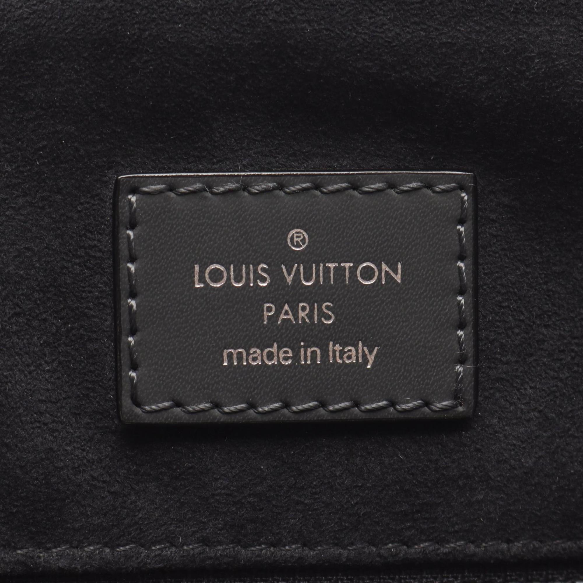 Louis Vuitton Black Blue Coated Canvas Leather Tote Bag