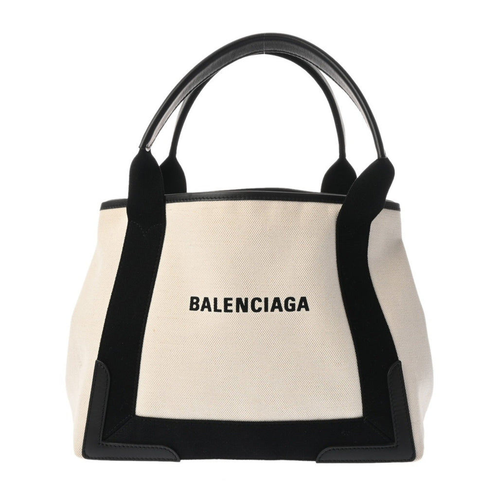 Balenciaga Black White Canvas Leather Handbag Pouch