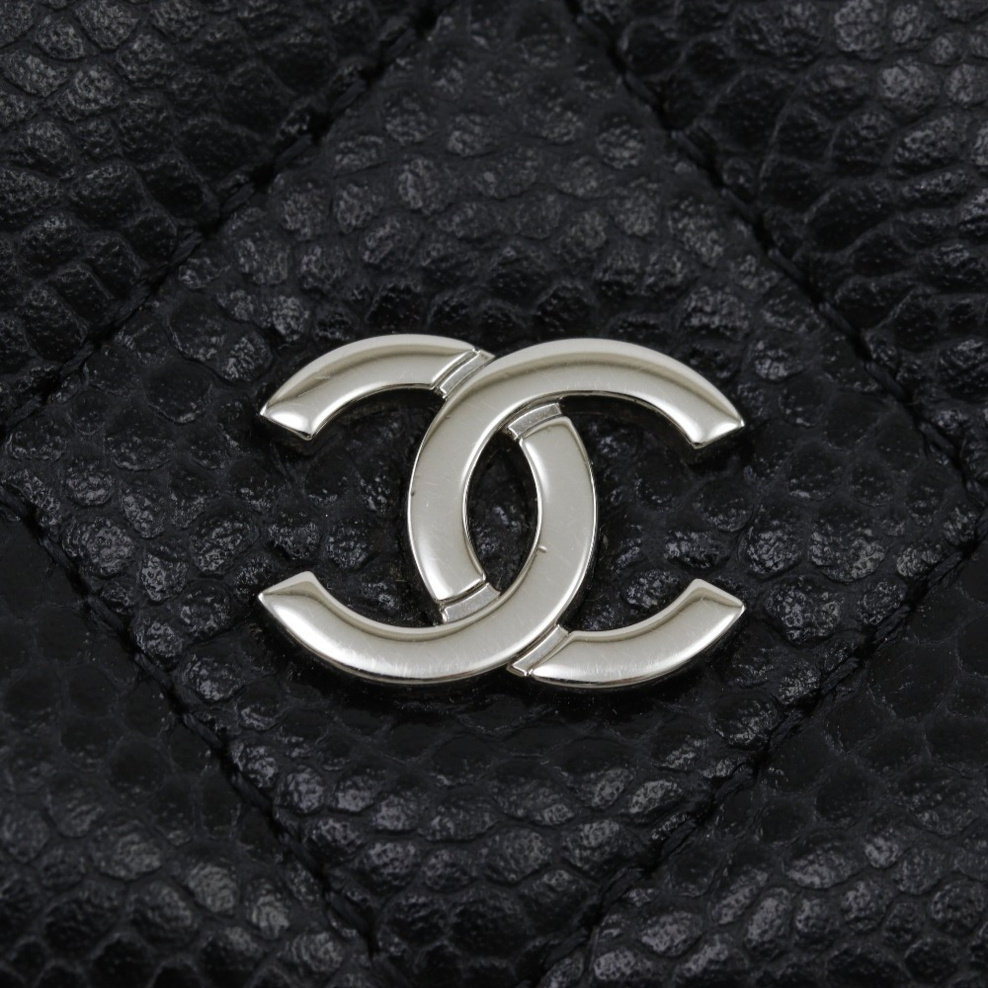 Chanel Black Grained Calfskin Chain/Shoulder Wallet
