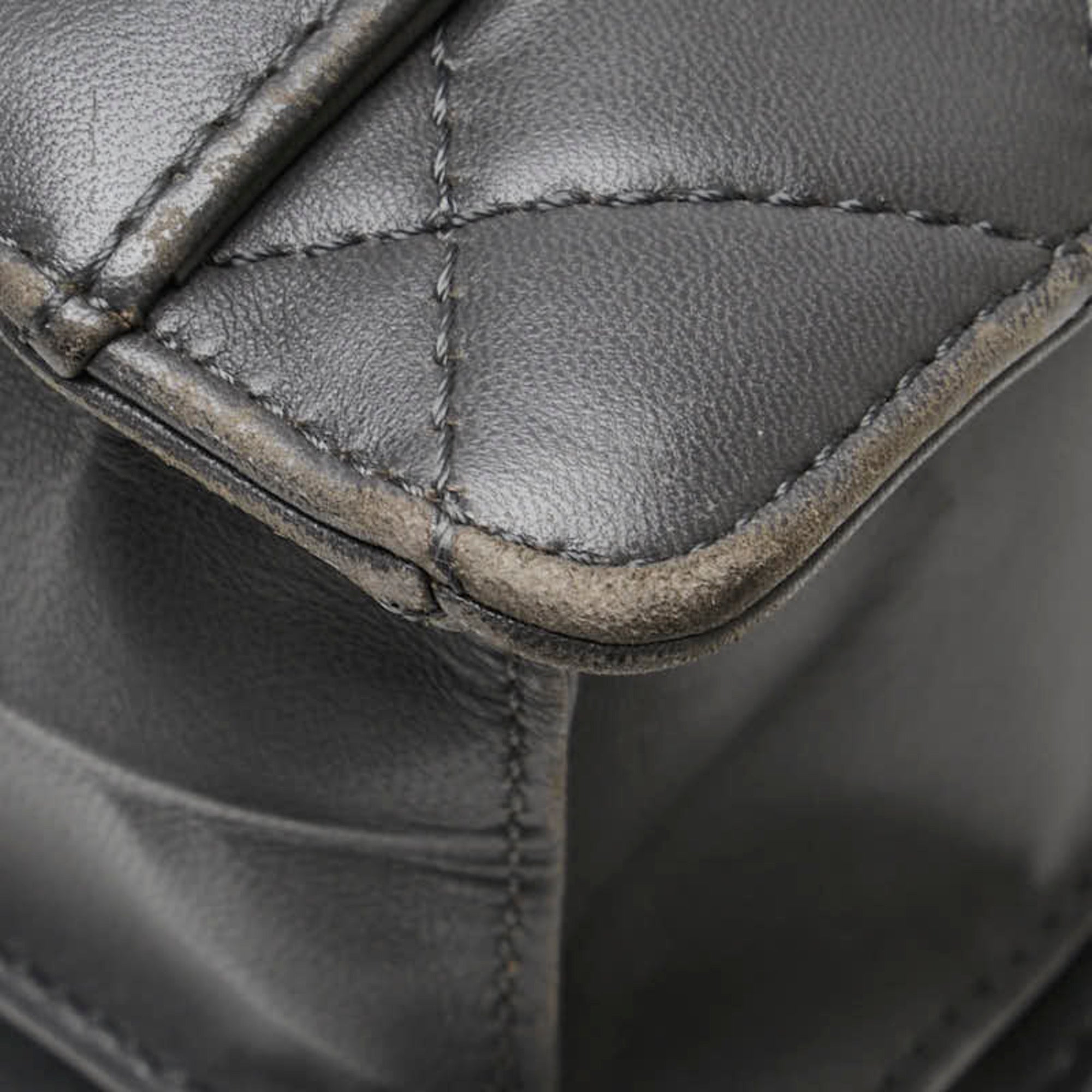 Chanel Gray Leather Shoulder Bag
