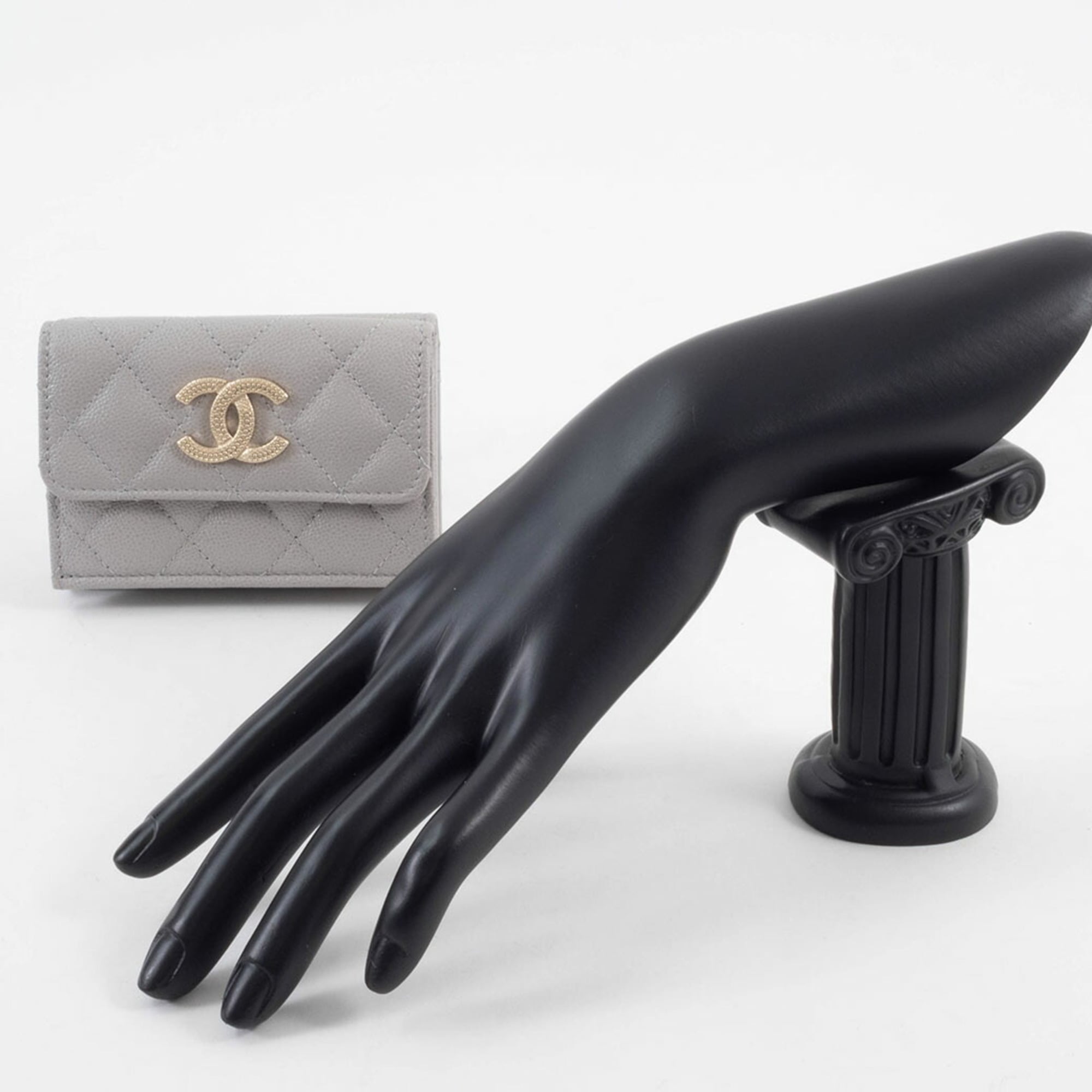 Chanel Grayish Leather Wallet (Tri-Fold)