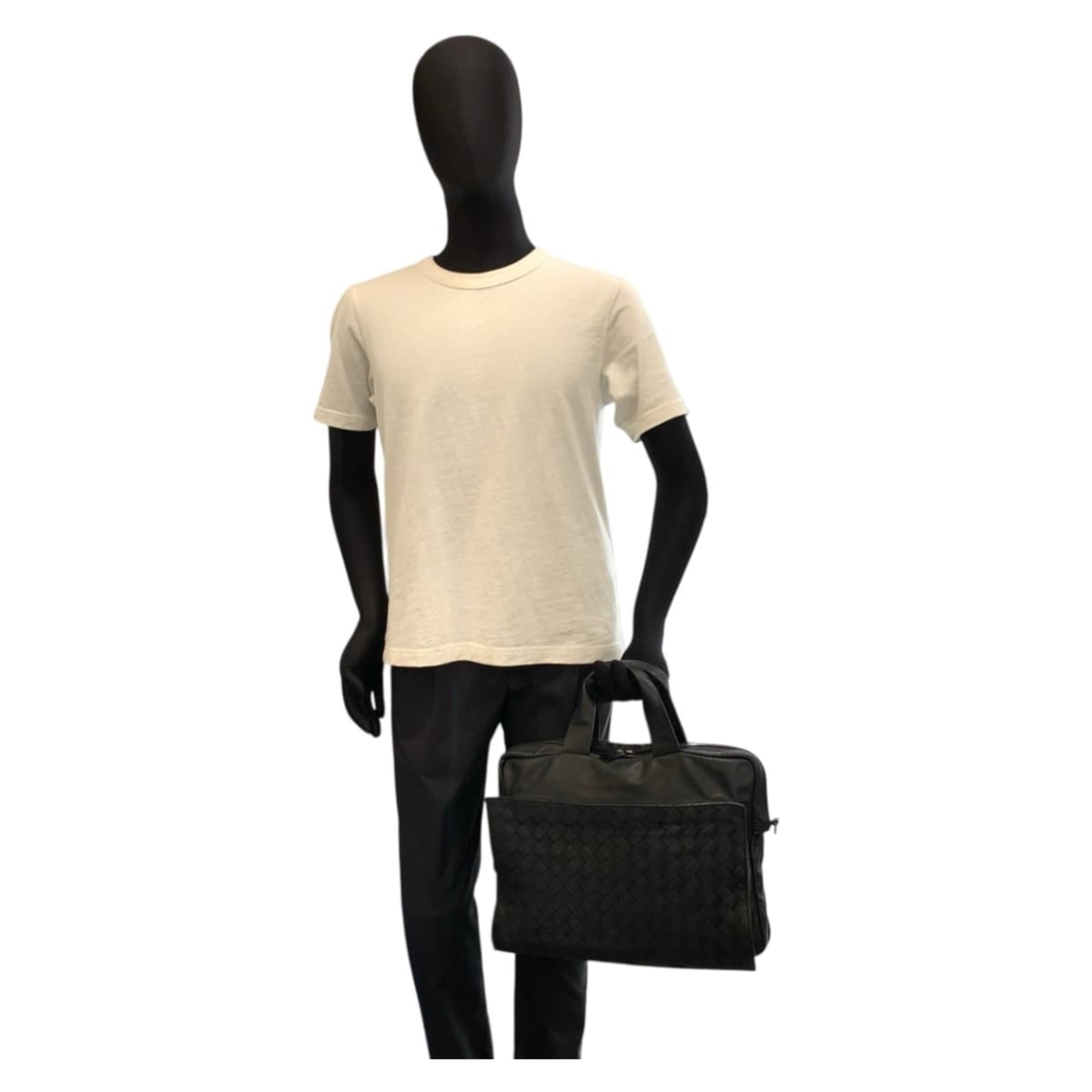 Bottega Veneta Black Leather Briefcase Shoulder Bag