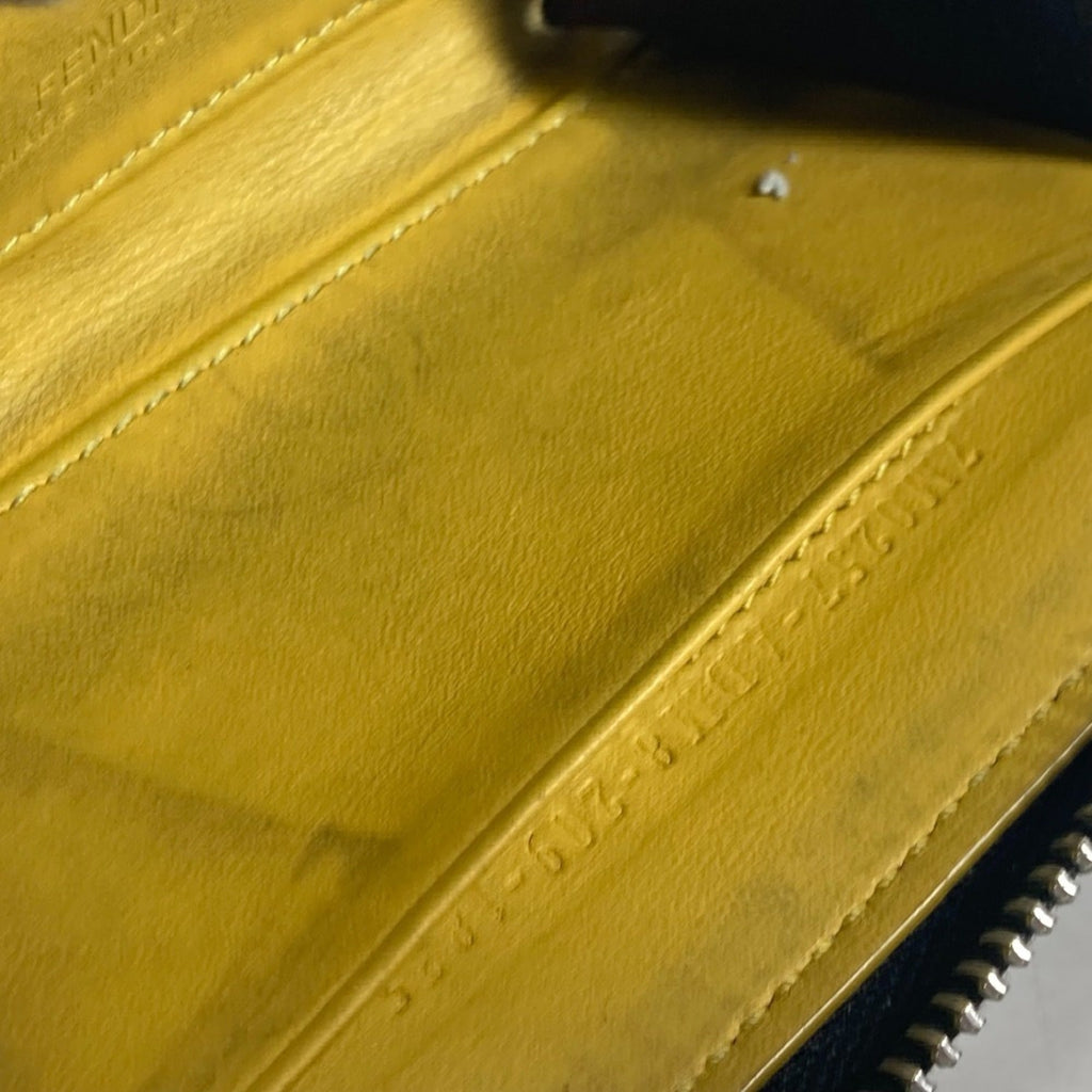 Fendi Black Yellow Leather Coin Purse/Coin Case
