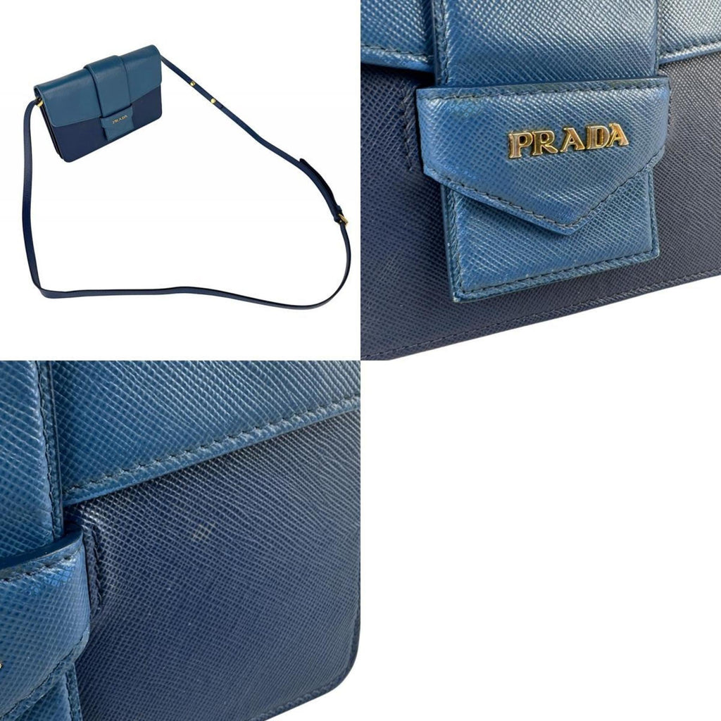 Prada Blue Navy Leather Shoulder Bag