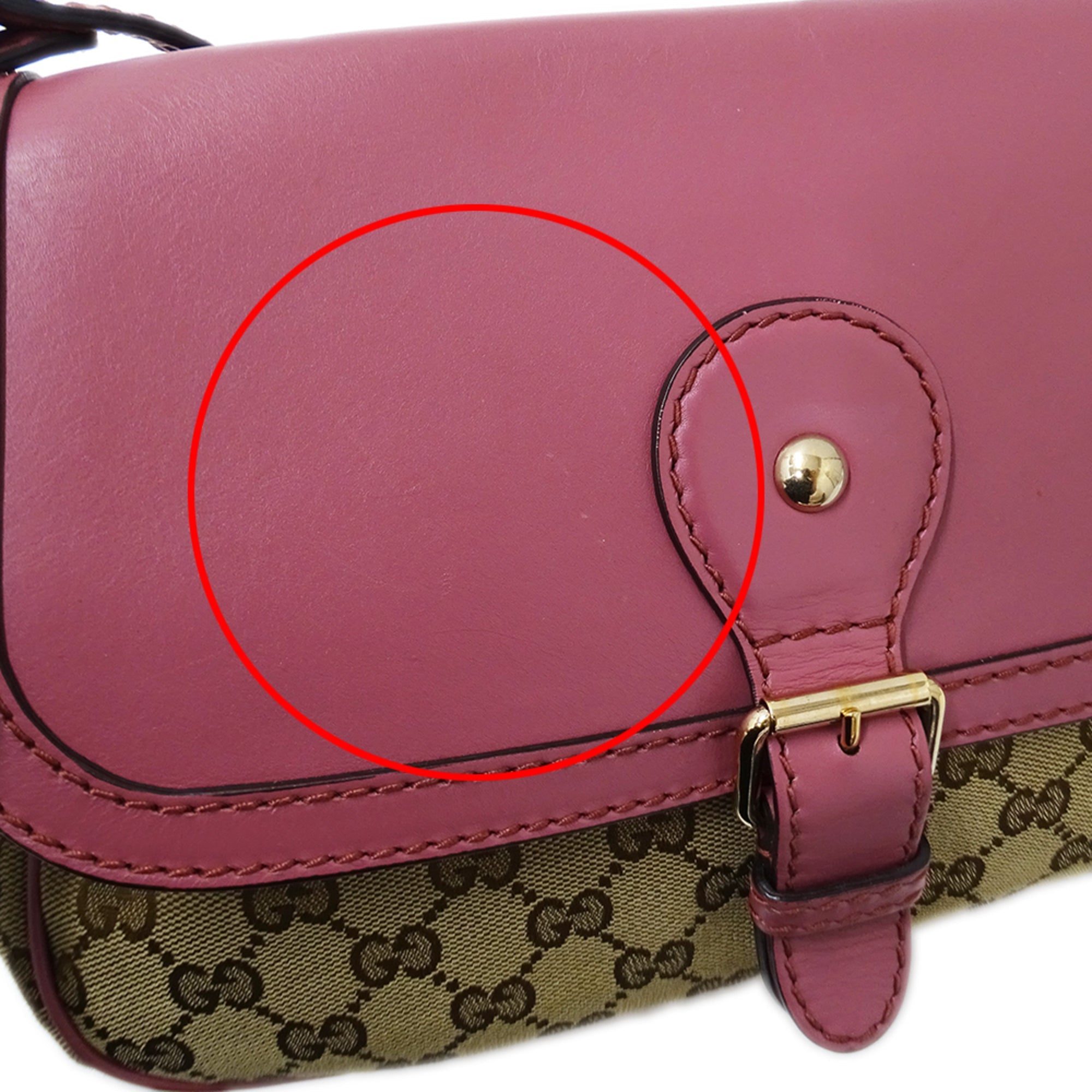 Gucci Gg Canvas Brown Pink Beige Gg Canvas Handbag Messenger Bag Shoulder Bag (Pre-Owned)