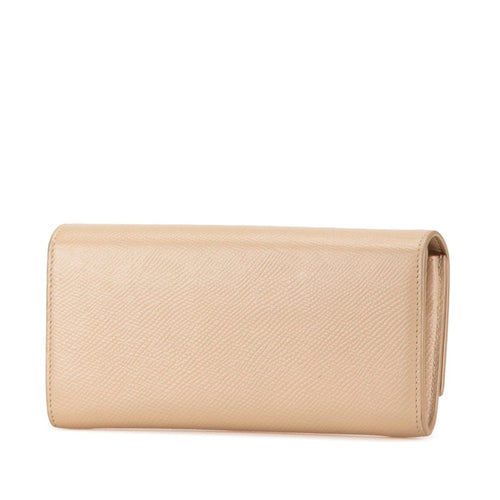 Celine Beige Leather Long Wallet (Bi-Fold)