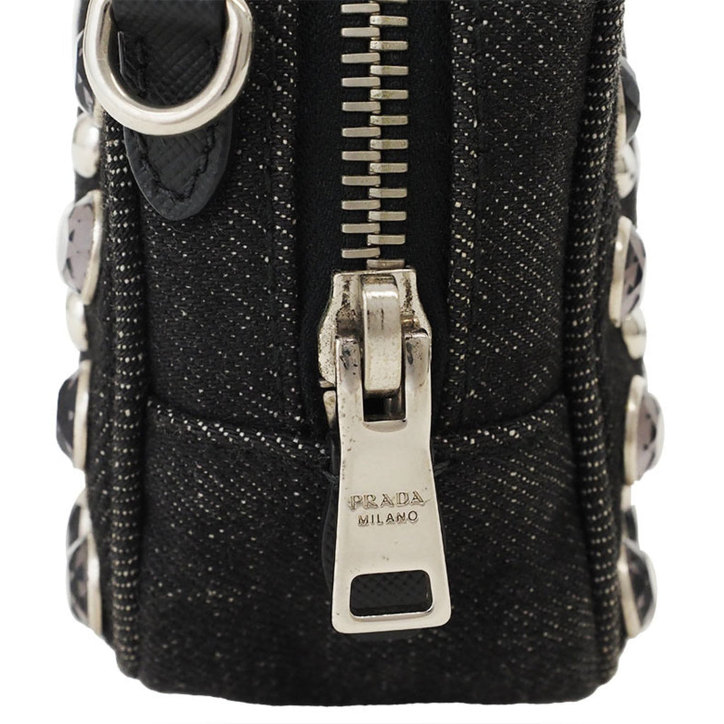 Prada Black Cotton Pochette Pouch Shoulder Bag