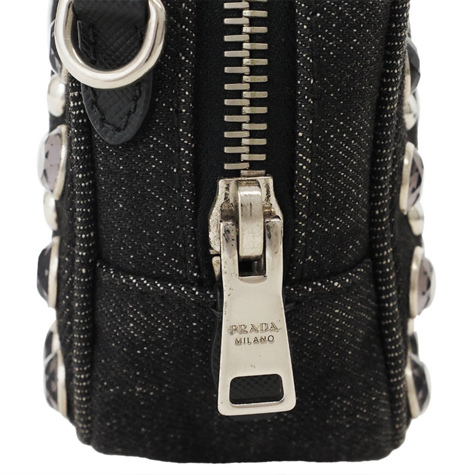 Prada Black Cotton Pochette Pouch Shoulder Bag