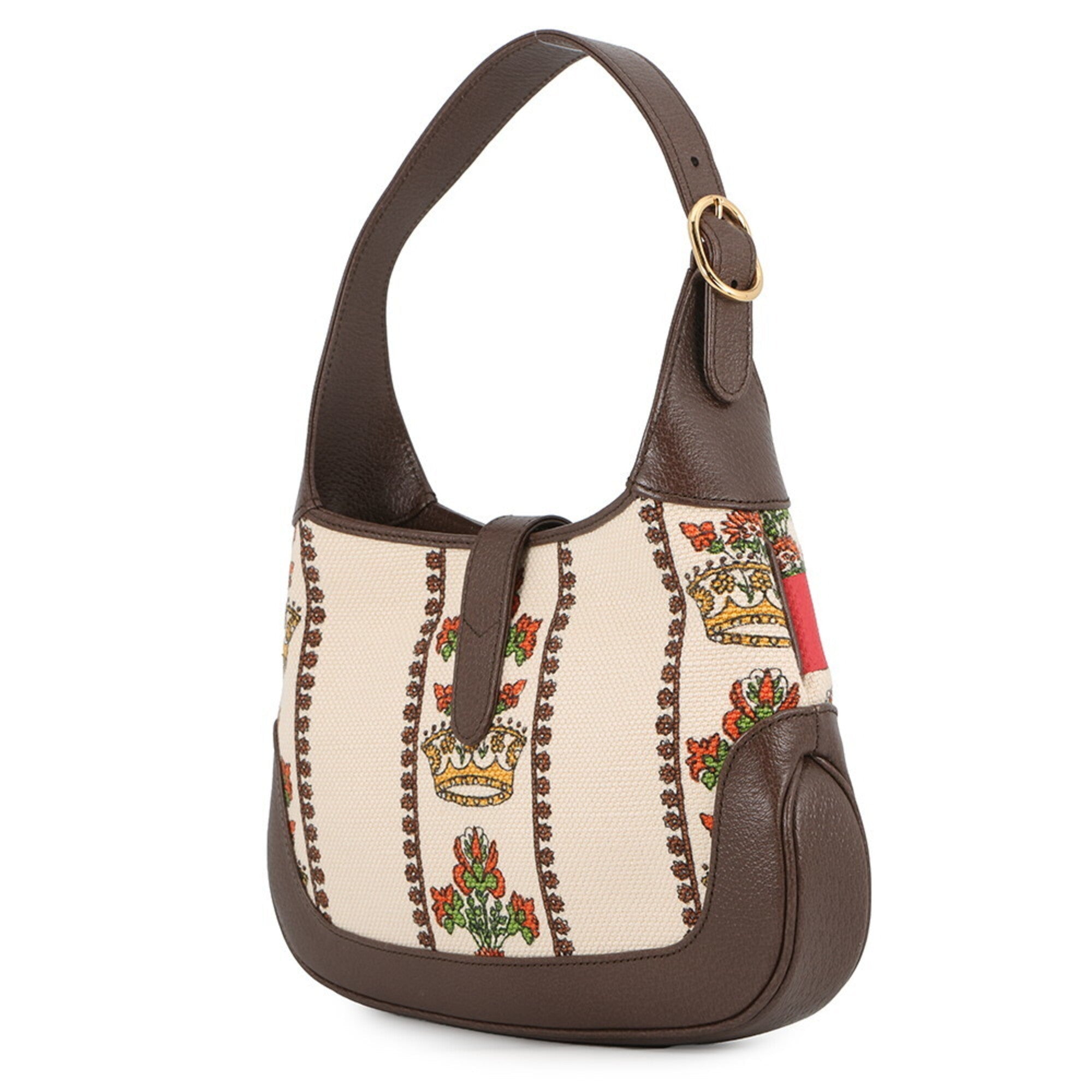 Gucci Brown Multi-Color Canvas Leather Handbag Shoulder Bag (Pre-Owned)