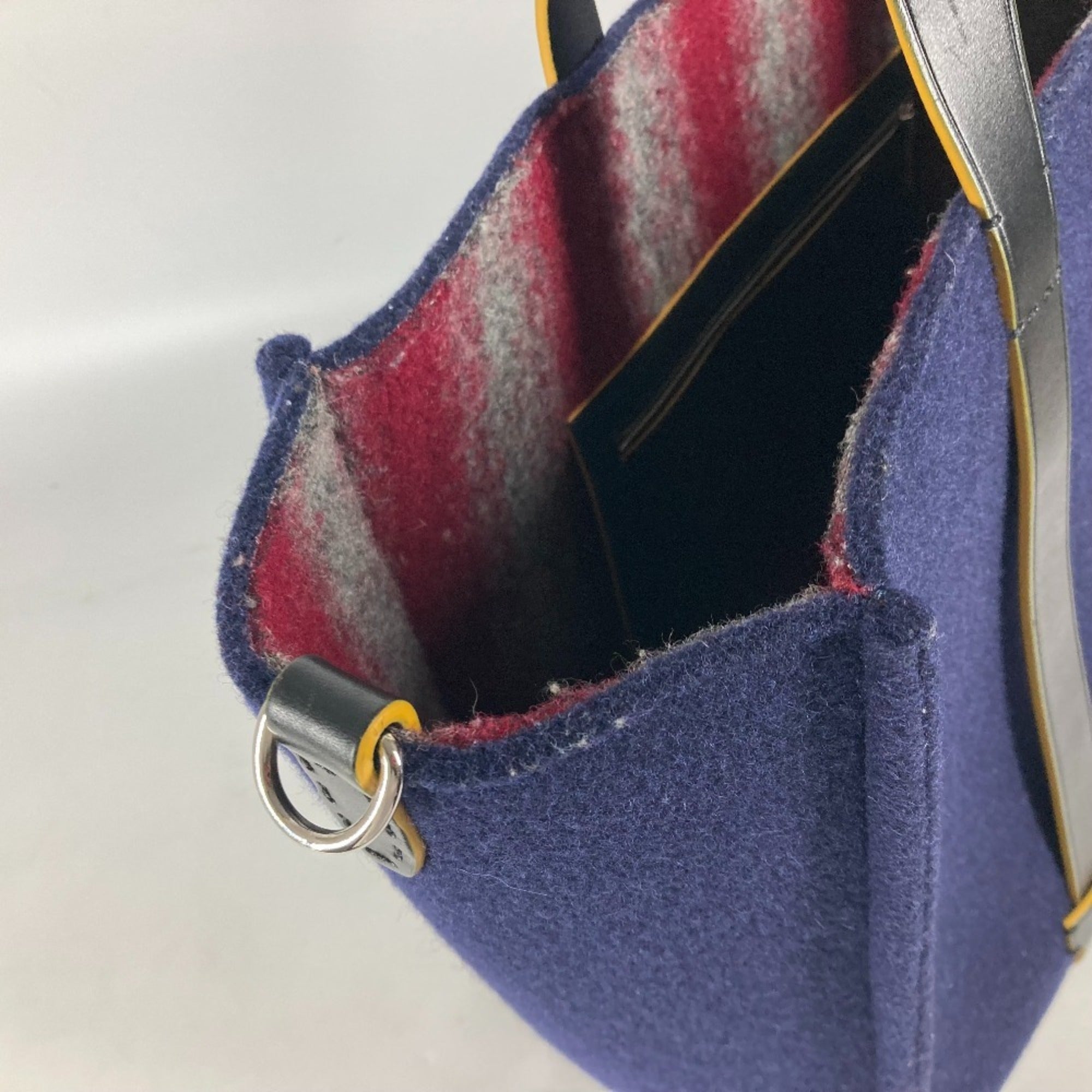 Fendi Navy Wool Shoulder Bag Tote Bag