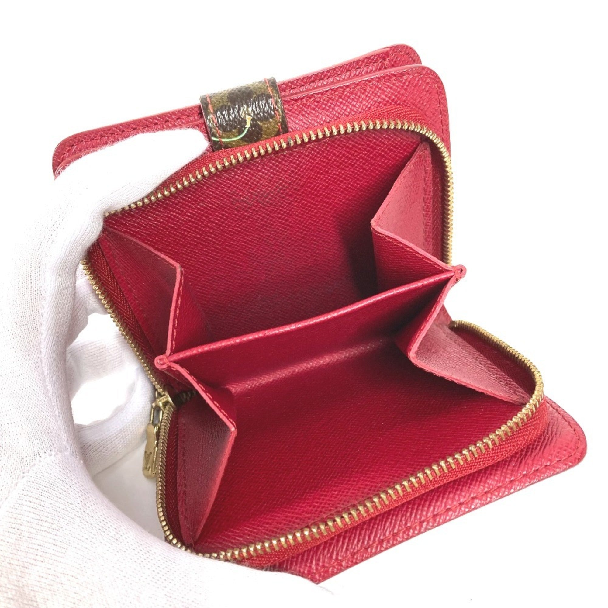 Louis Vuitton Brown Red Color Monogram Canvas Wallet