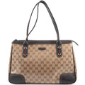Gucci Gg Crystal Beige Brown Pvc Leather Tote Bag (Pre-Owned)