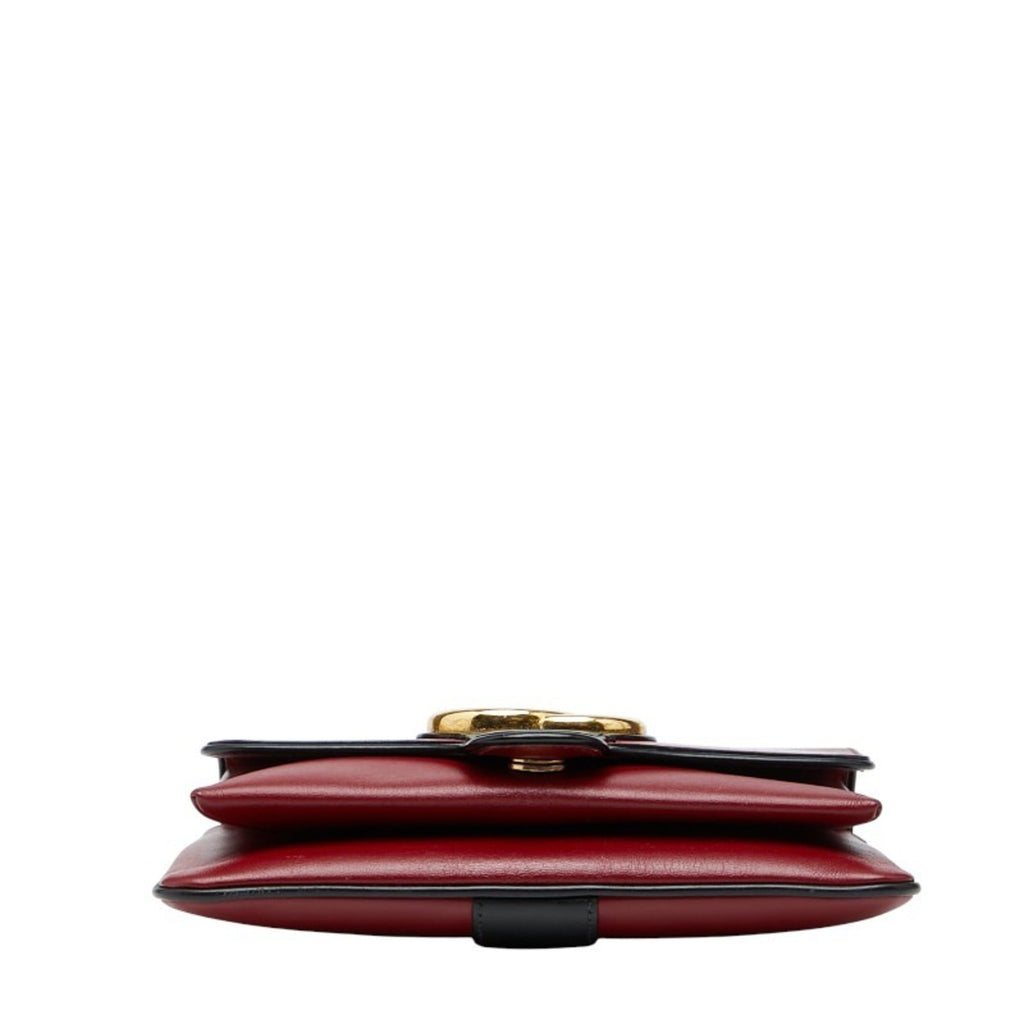 Gucci Black Red Color Leather Shoulder Bag (Pre-Owned)