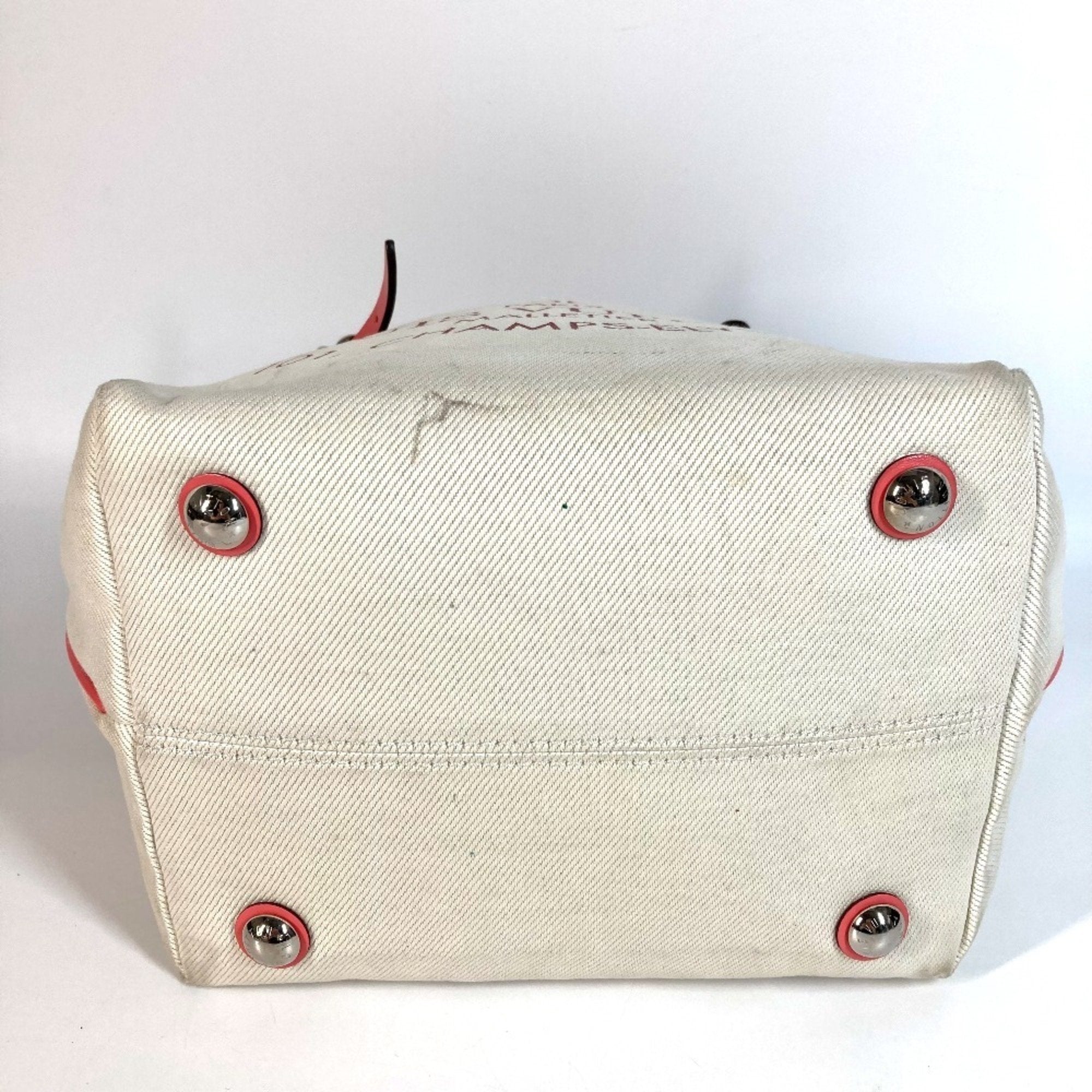 Louis Vuitton Pink White Leather Canvas Shoulder Bag Tote Bag