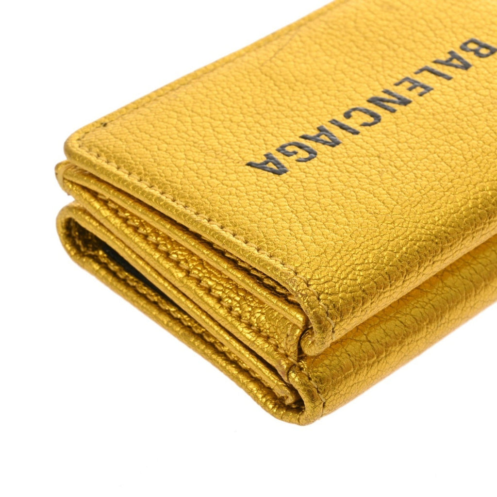 Balenciaga Metallic Gold Leather Wallet (Tri-Fold)