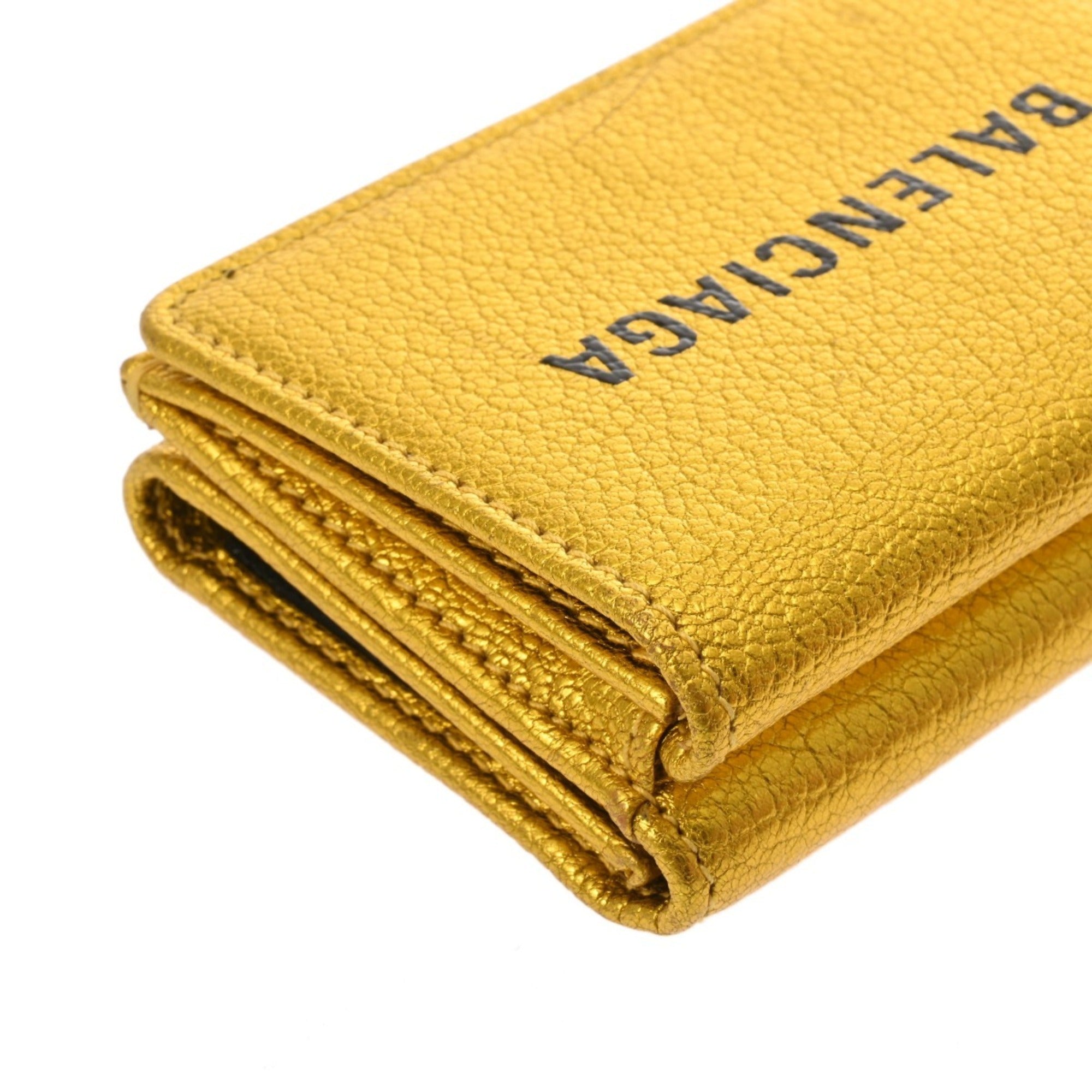 Balenciaga Metallic Gold Leather Wallet (Tri-Fold)