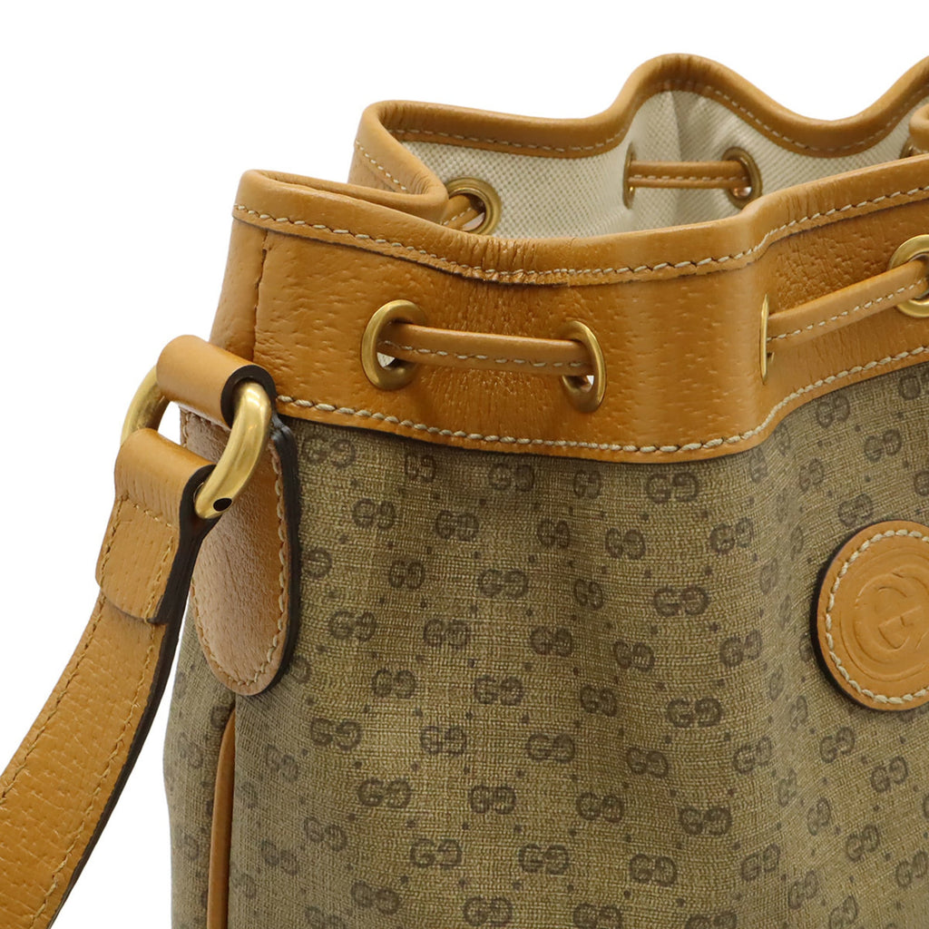 Gucci Beige Light Brown Coated Canvas Leather Shoulder Bag (Pre-Owned)