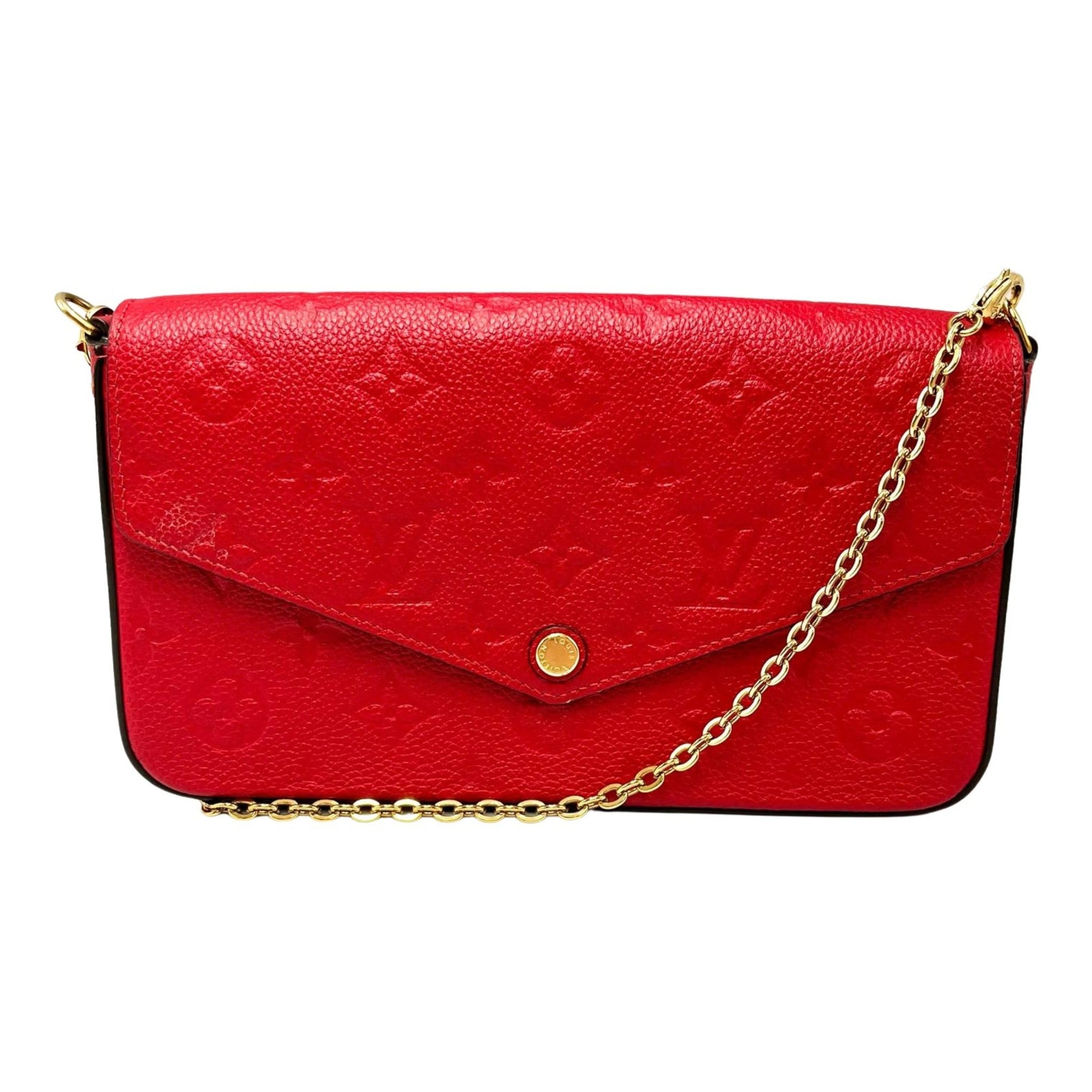 Louis Vuitton Red Color Monogram Empreinte Pochette Shoulder Bag