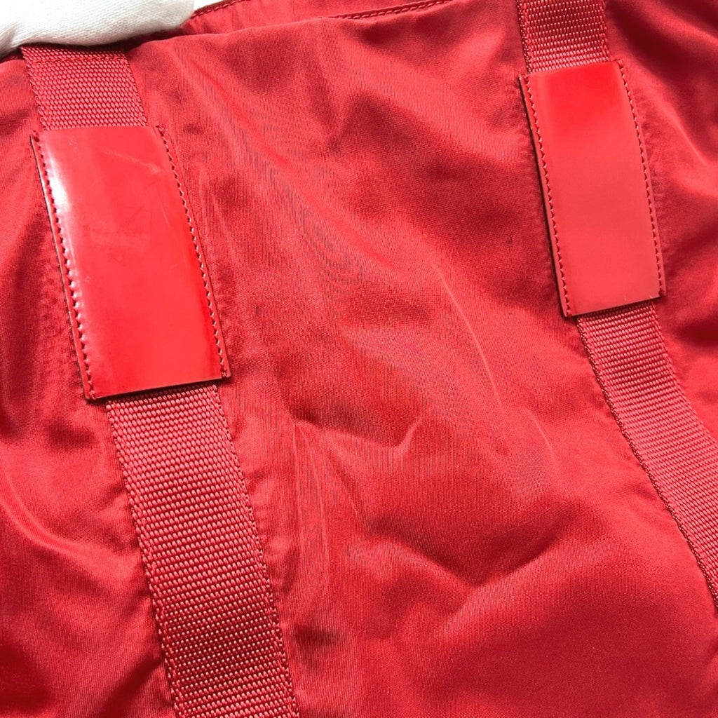 Prada Red Color Nylon Handbag Tote Bag