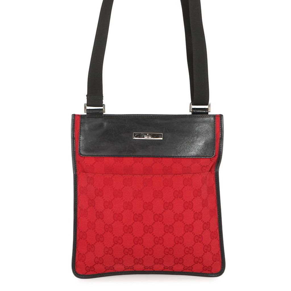 Gucci Black Red Color Gg Canvas Leather Handbag Shoulder Bag (Pre-Owned)