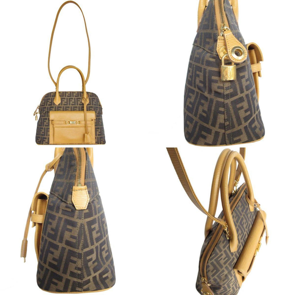 Fendi Zucca Brown Canvas Handbag Shoulder Bag