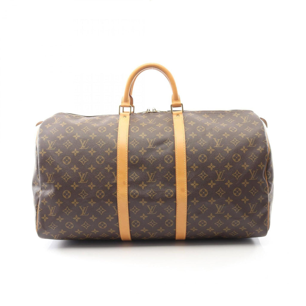 Louis Vuitton Brown Coated Canvas Leather Monogram Boston Bag