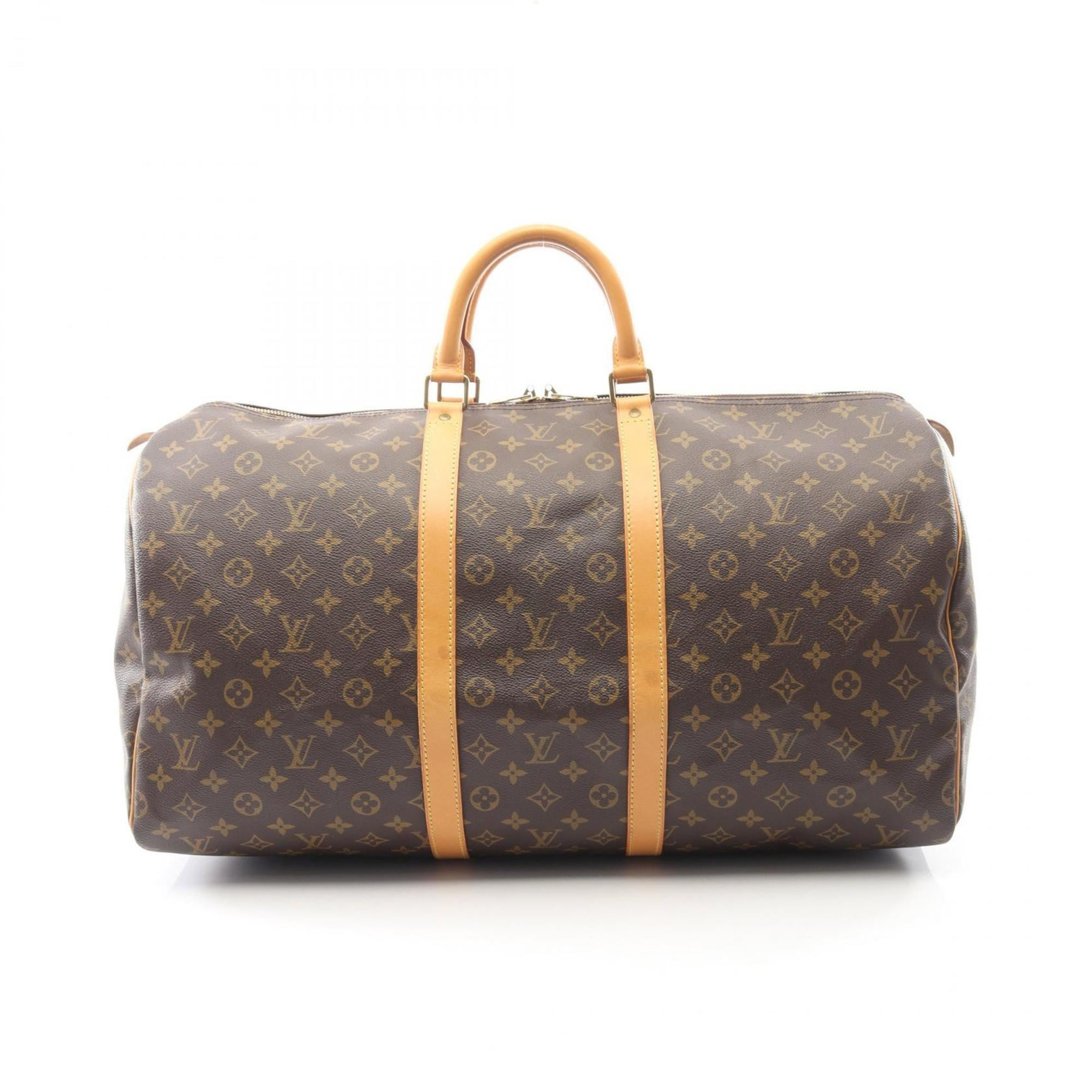 Louis Vuitton Brown Coated Canvas Leather Monogram Boston Bag