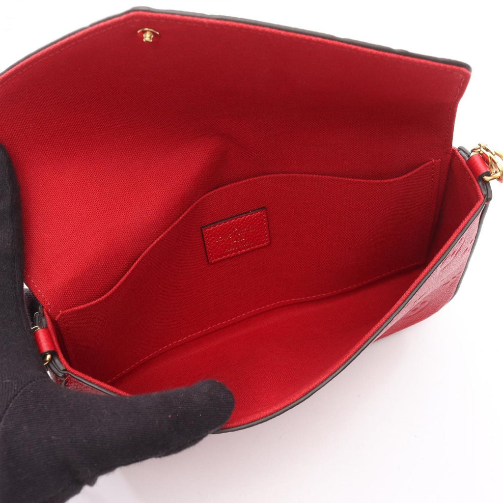 Louis Vuitton Red Color Sacrlet Monogram Empreinte Pochette Shoulder Bag