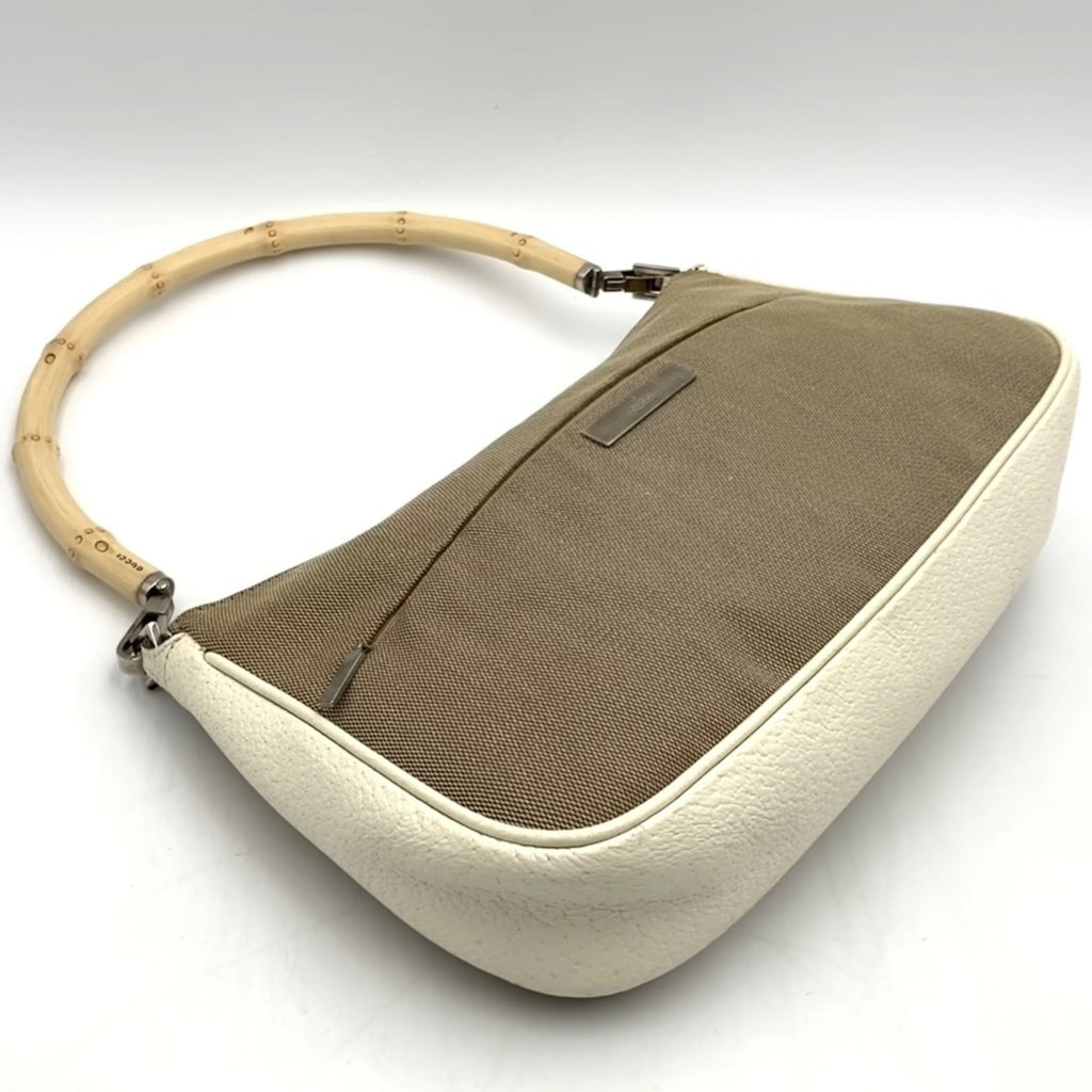 Gucci Beige Canvas Leather Handbag (Pre-Owned)