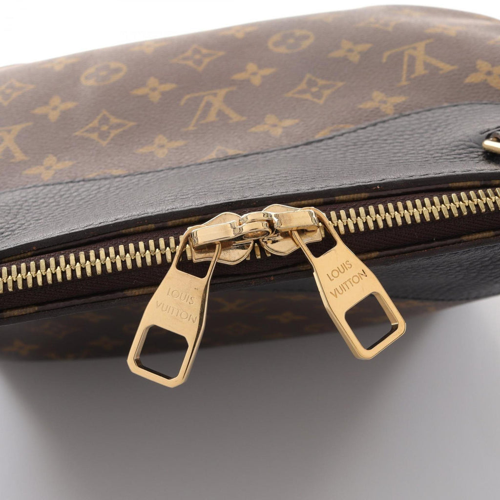 Louis Vuitton Monogram Black Brown Coated Canvas Leather Tote Bag