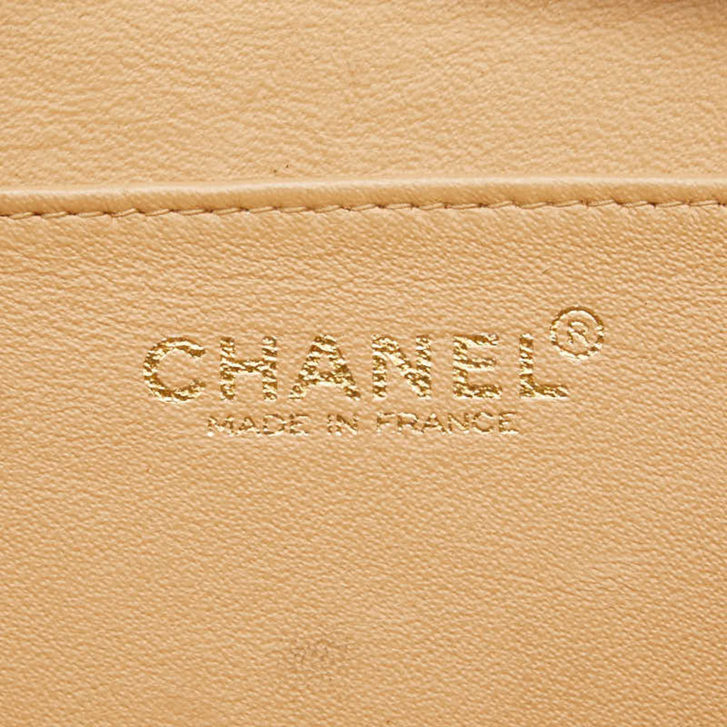 Chanel Beige Brown Canvas Leather Handbag