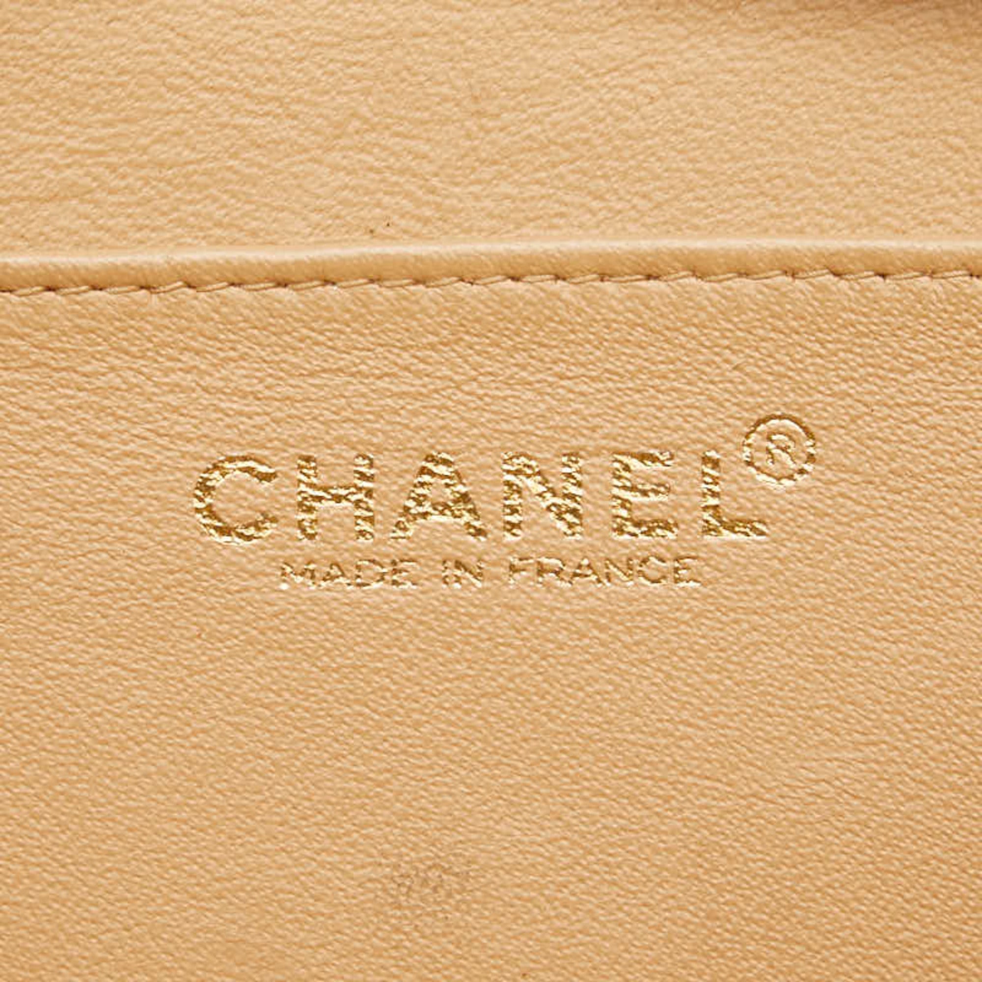 Chanel Beige Brown Canvas Leather Handbag