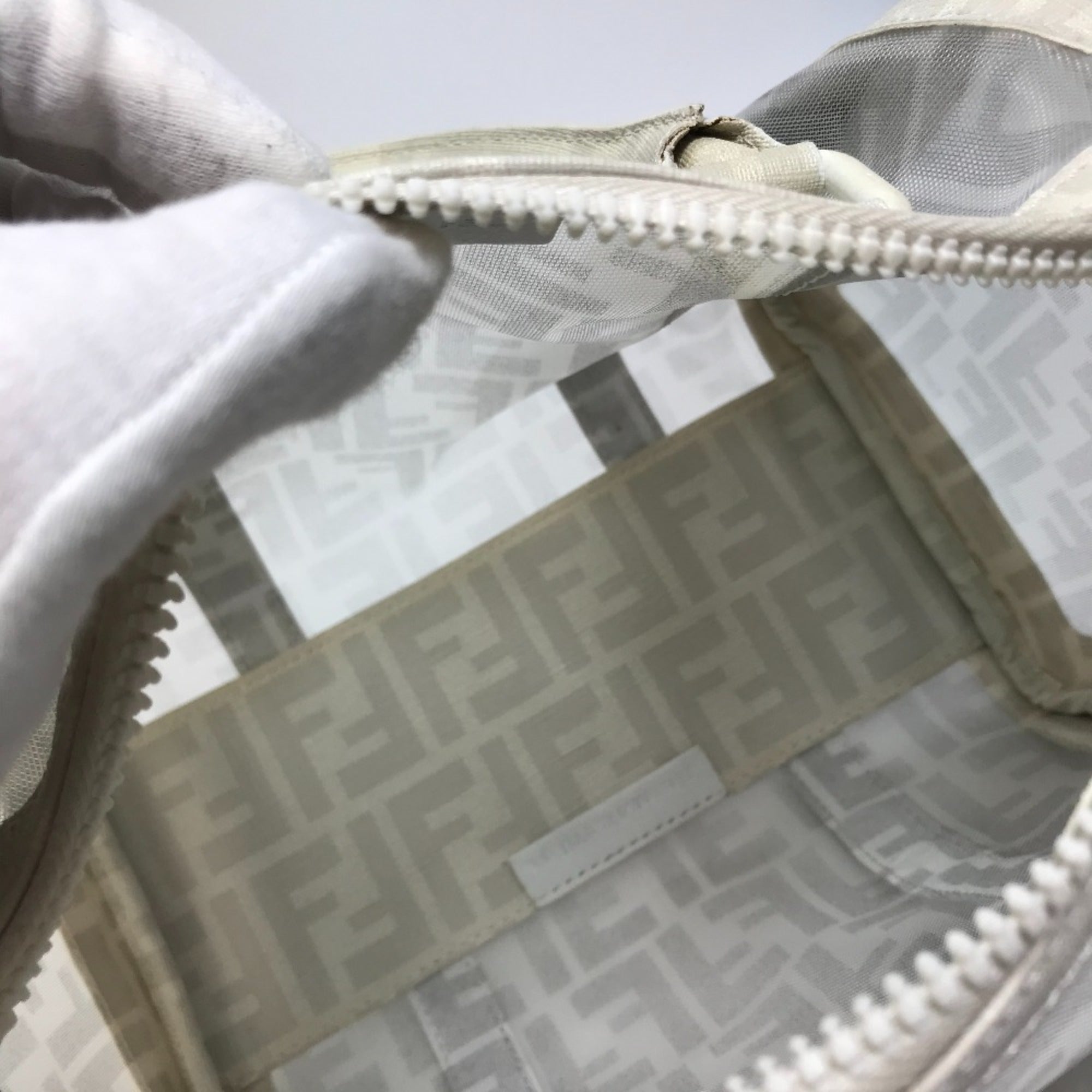 Fendi White Leather Boston Bag