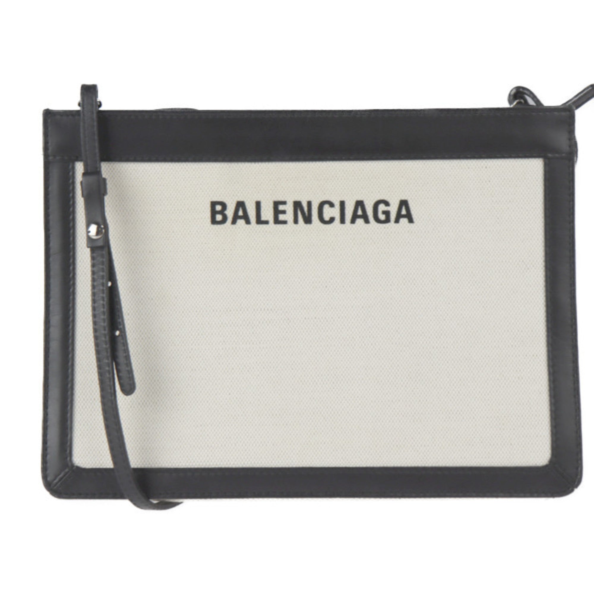 Balenciaga Black Canvas Leather Clutch