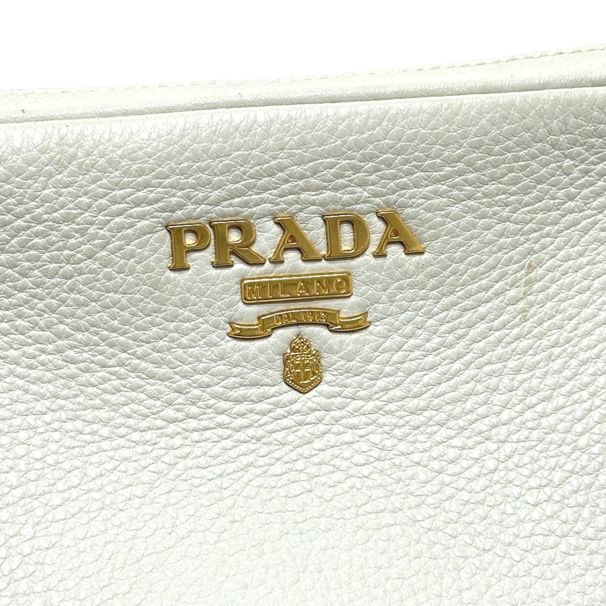 Prada White Leather Shoulder Bag