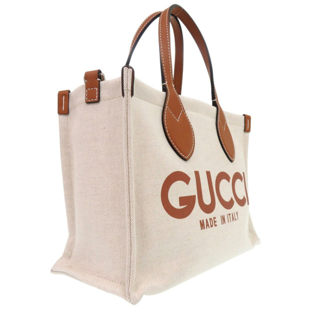 Gucci Beige Canvas Leather Handbag (Pre-Owned)