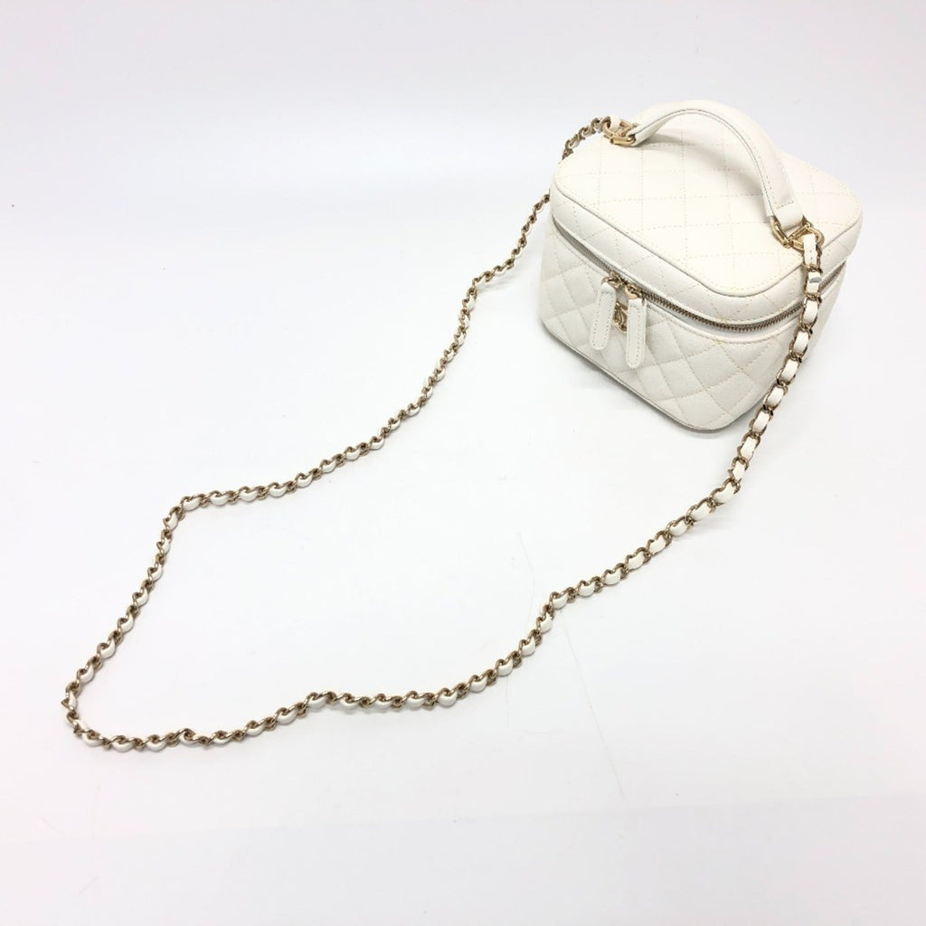 Chanel Caviar Skin White Caviar Leather Handbag Shoulder Bag Vanity Bag