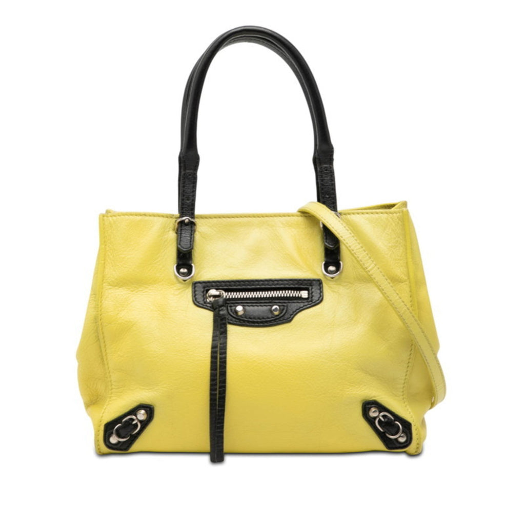 Balenciaga Black Yellow Leather Handbag Shoulder