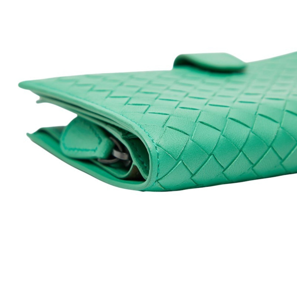 Bottega Veneta Green Leather Long Wallet
