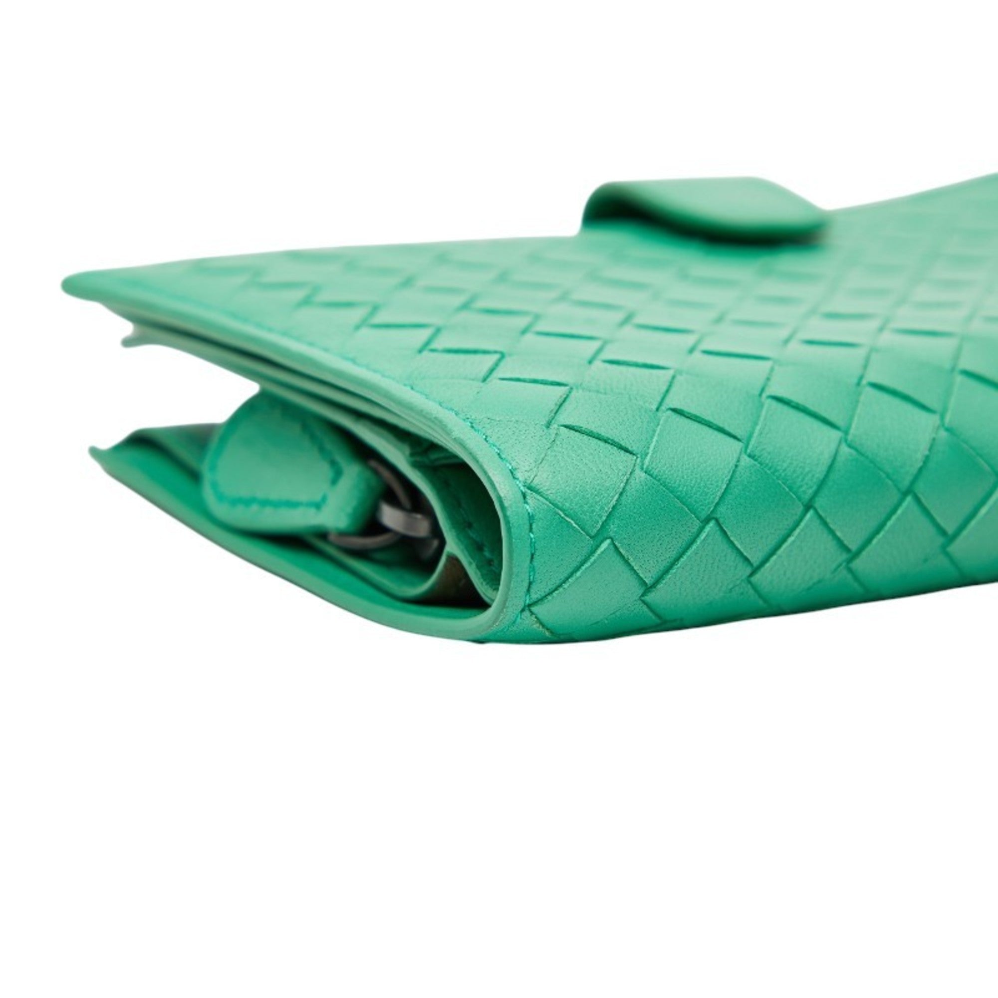 Bottega Veneta Green Leather Long Wallet