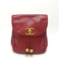 Chanel Red Color Grained Calfskin Backpack