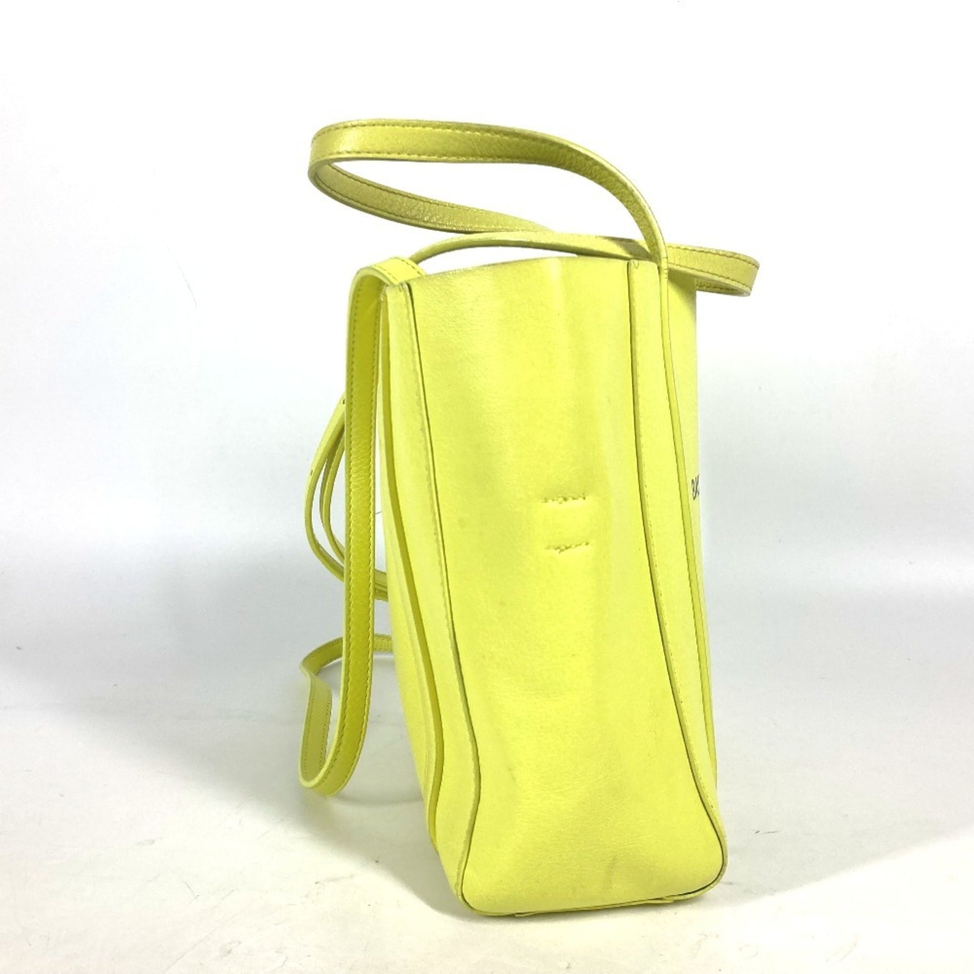 Balenciaga Black Yellow Leather Shoulder Bag Tote