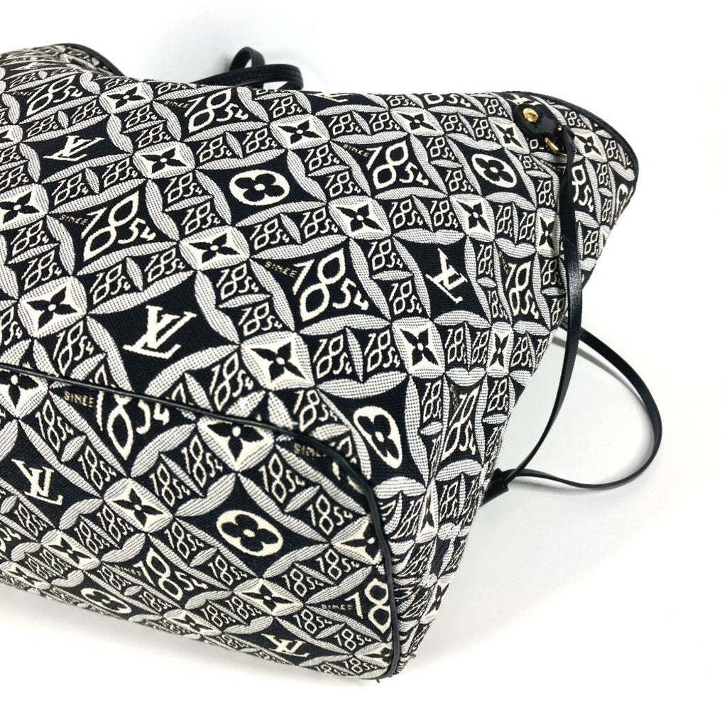 Louis Vuitton Black White Jacquard Leather Shoulder Bag Tote Bag